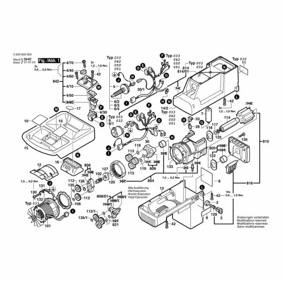 Bosch AXT 1800 Switch Kit 1607000863 Spare Part Type: 0 600 850 051
