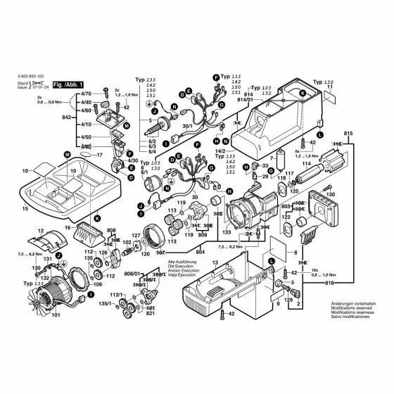 Bosch AXT 2200 Spare Parts List Type: 0 600 850 132