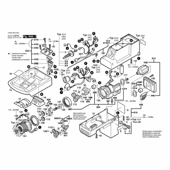 Bosch AXT 2000 Spare Parts List Type: 0 600 850 250