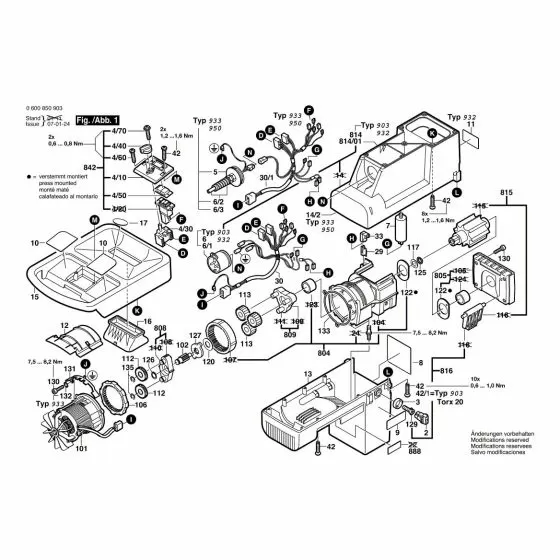 Bosch AXT 2300 Spare Parts List Type: 0 600 850 950
