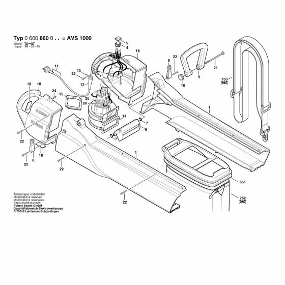 Bosch AVS 1000 Spare Parts List Type: 0 600 860 033
