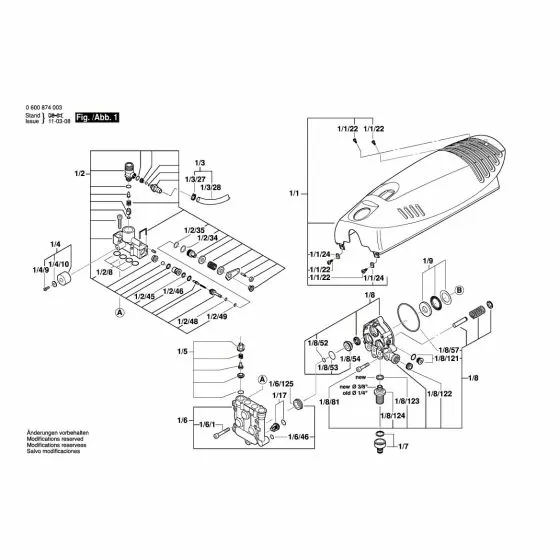 Bosch AQUATAK 1300 SI Parts Set F016F03076 Spare Part Type: 0 600 874 037