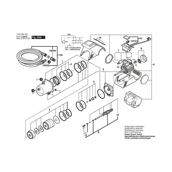 Bosch AGP 800 Fastening parts kit 1609350430 Spare Part Type: 0 600 880 003
