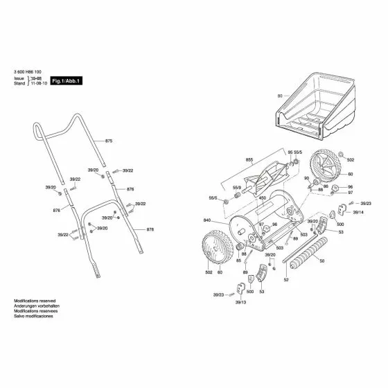 Bosch AHM 38G Chassis F016102821 Spare Part Type: 0 600 886 103