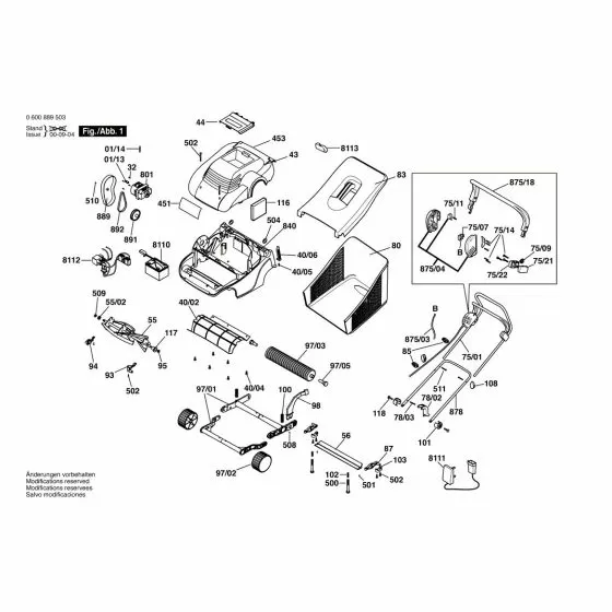Bosch ASM 32 ACCU Spare Parts List Type: 0 600 889 532