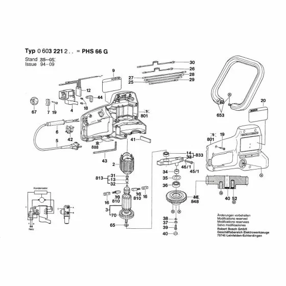 Bosch PHS 66 G Armature 220-230V 2604010604 Spare Part Type: 0 603 221 233