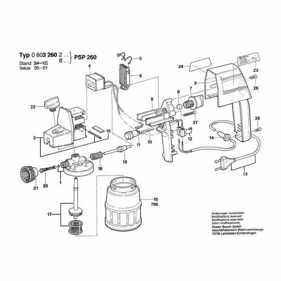 Bosch PSP 260 Spare Parts List Type: 0 603 260 230