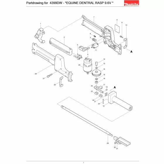 Makita 4399DW SUPPORT PLATE 344057-4 Spare Part