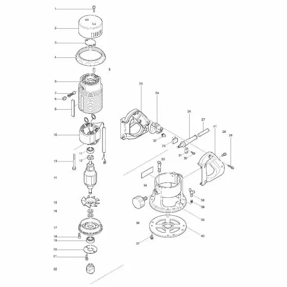Makita 3601B TRIMMER GUIDE ASS'Y 122343-1 Spare Part