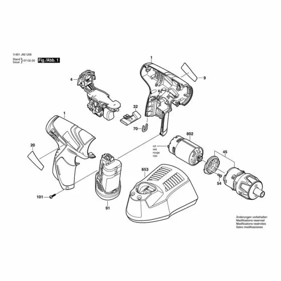 Bosch BACS 10.8V LI Type: 3601J92U06 Spare Parts List