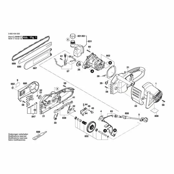 Bosch AKE 30 , AKE 35, AKE 40 Spare Parts List Type: 3 600 H34 000
