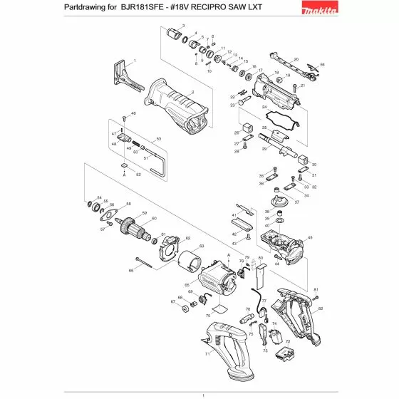 Makita BJR181SFE Spare Parts List