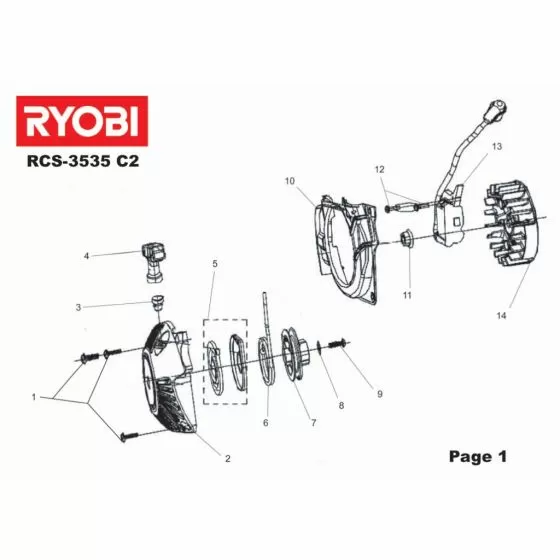 Ryobi RCS3535C2 REPAIR KIT RCS Not Available Spare Part