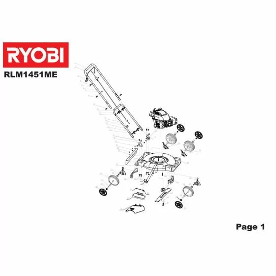 Ryobi RLM1451ME Type: 5133001702 RETURRER HLM140SP 5131016846 Spare Part