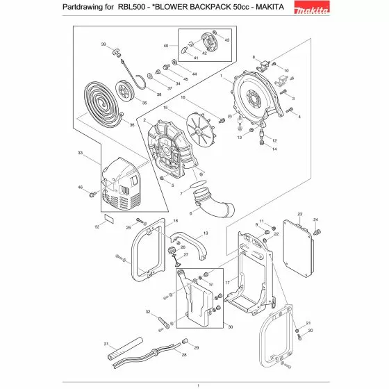 Makita RBL500 Spare Parts List