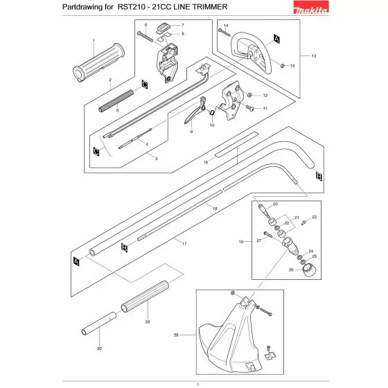 Makita RST210 Spare Parts List