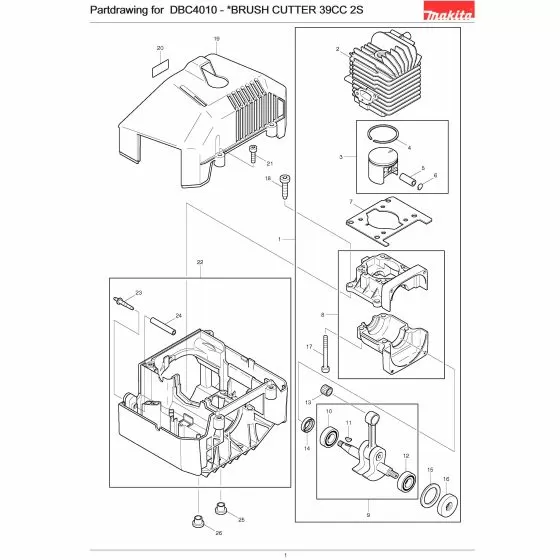 Makita DBC4010 Spare Parts List