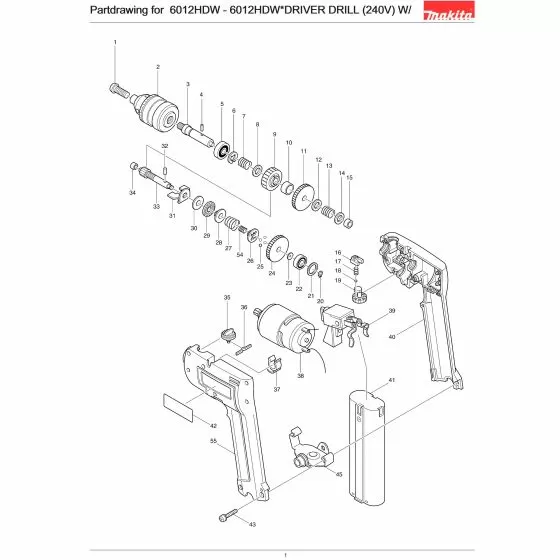 Makita 6012HDW Spare Parts List