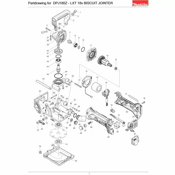 Makita DPJ180 Spare Parts List