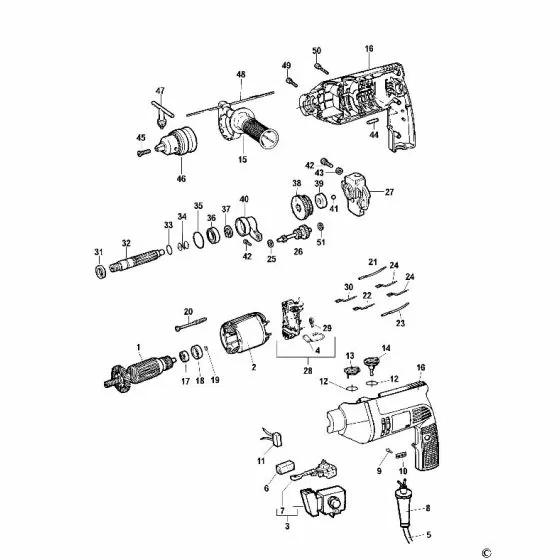 Dewalt DW512 Spare Parts List Type 1