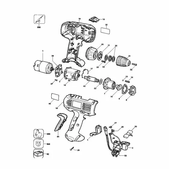 Dewalt DW921K Spare Parts List Type 1