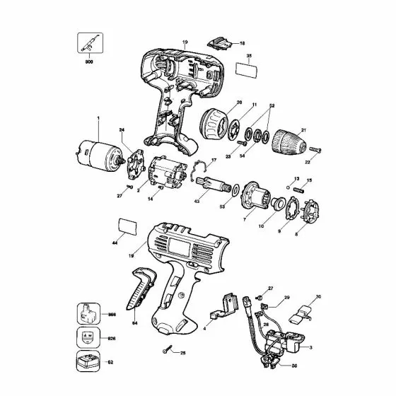 Dewalt DW922K Spare Parts List Type 1-2