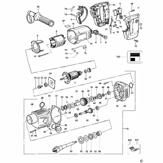 Dewalt DW580EK Spare Parts List Type 1