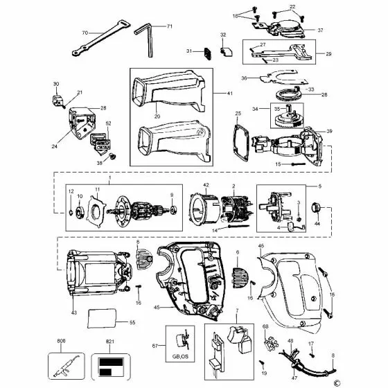 Dewalt DW303K Spare Parts List Type 1