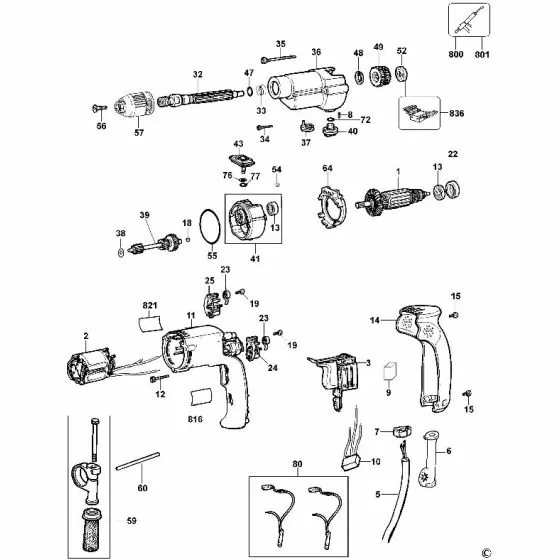 Dewalt D21721 Spare Parts List Type 1