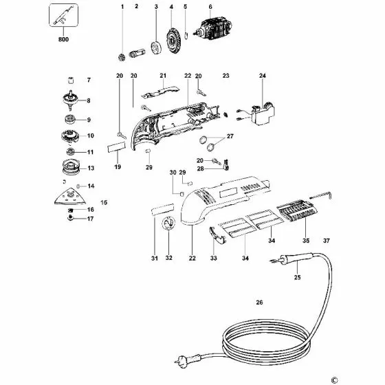 Dewalt D26430 Spare Parts List Type 1