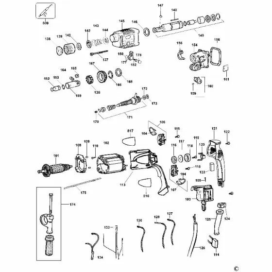 Dewalt D25002K Spare Parts List Type 1