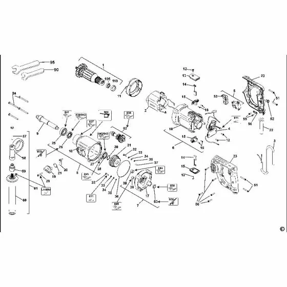 Dewalt D21580K Spare Parts List Type 1