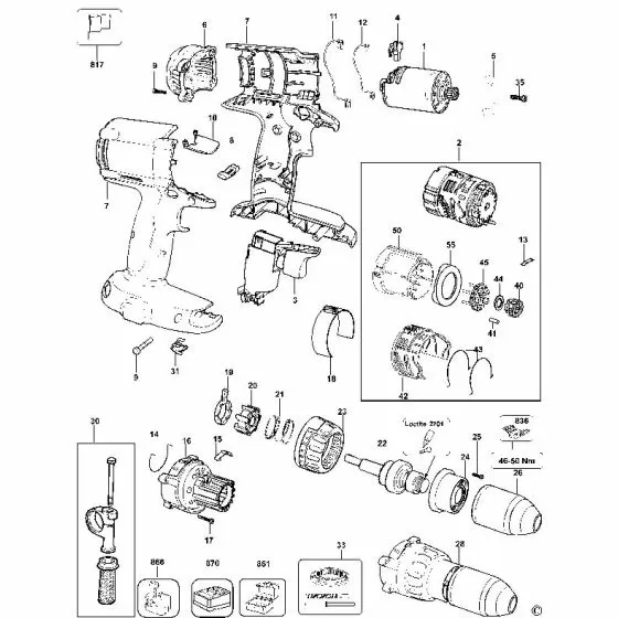 Dewalt DC945K Spare Parts List Type 10