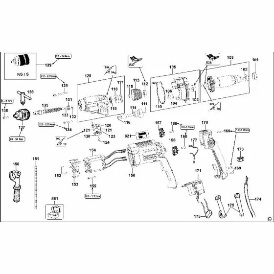 Dewalt D21805 Spare Parts List Type 2