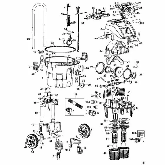 Dewalt DWV902MT Spare Parts List Type 1