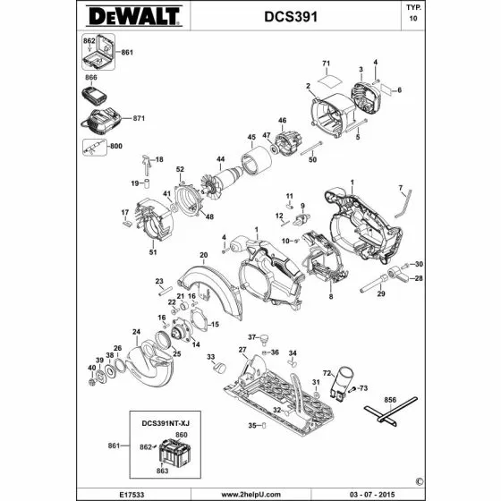 Dewalt DCS391 Spare Parts List Type 10