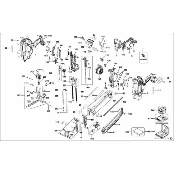 Dewalt DCN660 Spare Parts List Type 1