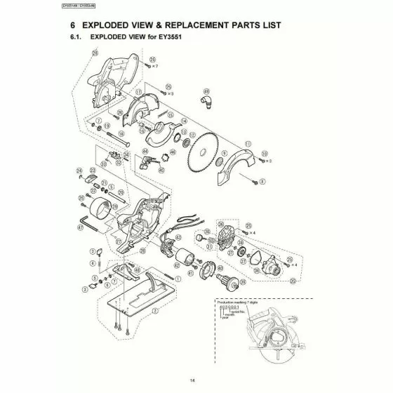 Panasonic EY3551 DISCONTINUED WEY3551K8009 Spare Part