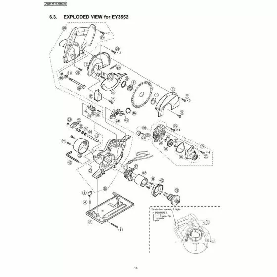 Panasonic EY3552 Spare Parts List