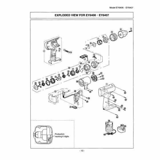 Panasonic EY6407 Spare Parts List