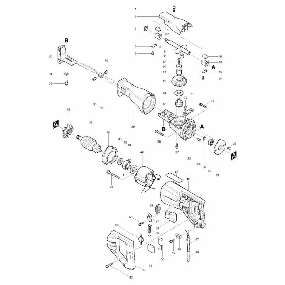 Makita JR3000V Spare Parts List