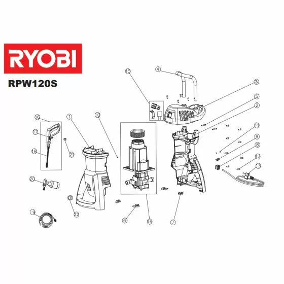 Ryobi RPW120S RUBBER FOOT REAR Item discontinued Spare Part