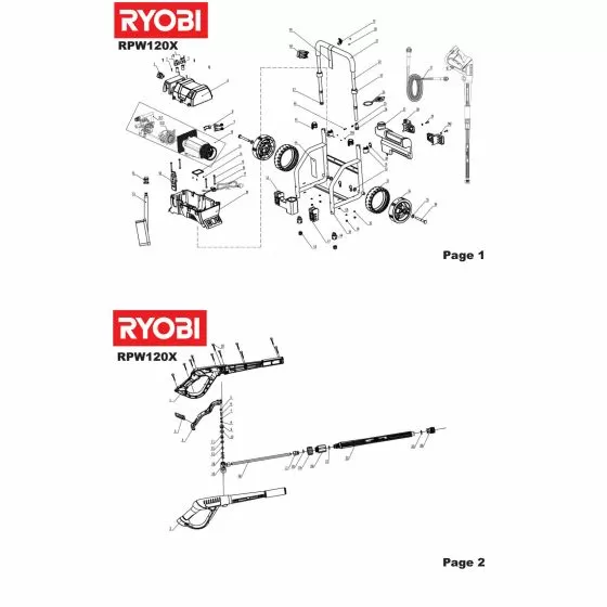 Ryobi RPW120X Spare Parts List