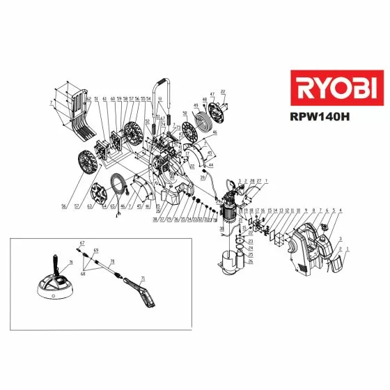 Ryobi RPW140H CONNECTION 5131029075 - 5131000000 Spare Part
