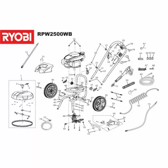 Ryobi RPW2500WB Spare Parts List