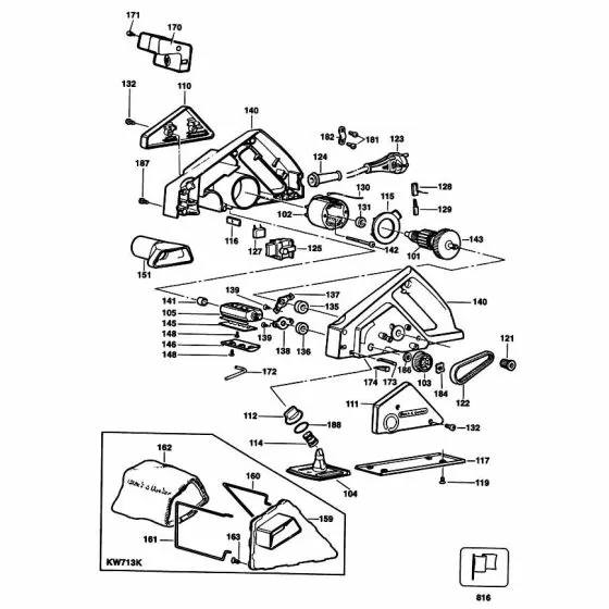Black & Decker KW713K Spare Parts List Type: 2