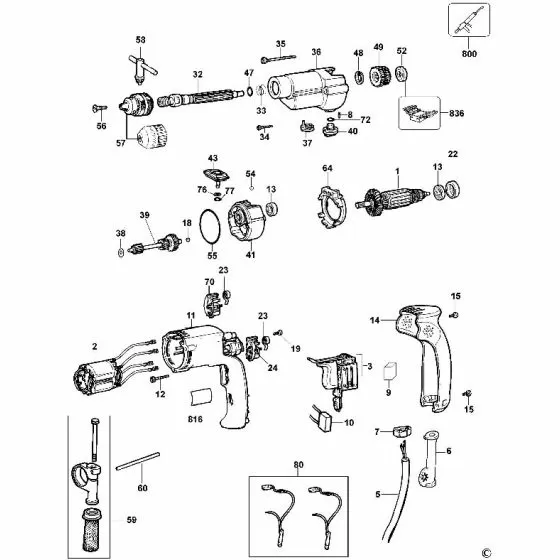 Dewalt DW500 Spare Parts List Type 1