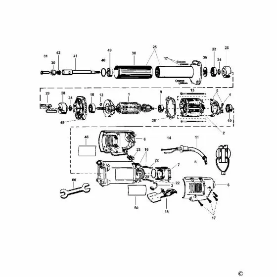 Dewalt DW887 Spare Parts List Type 2