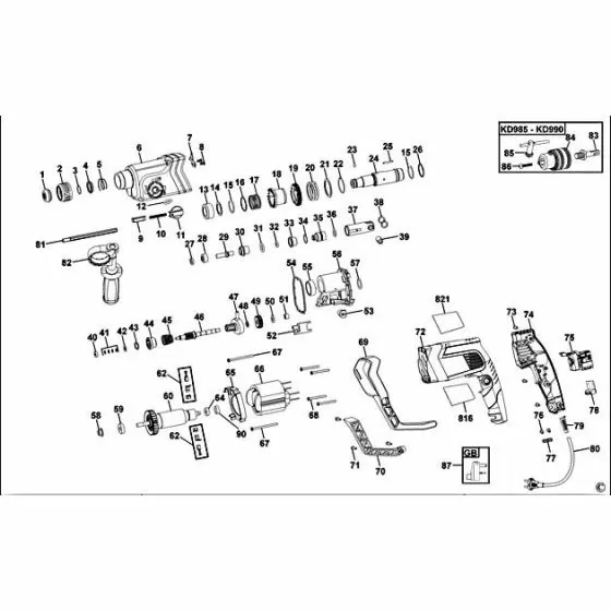 Black & Decker KD990 Spare Parts List Type: 2
