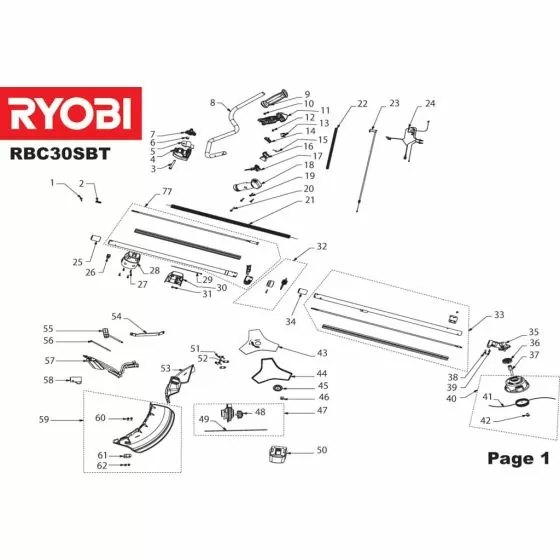 Ryobi RBC30SBT Type No: 5133000032 SCREW PBC254YES 660563002 Spare Part